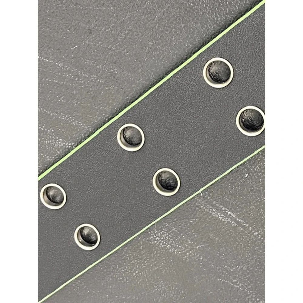 Y2K Retro Neon Green Moto Belt with Metal Grommet Accents‎ Size 2XL